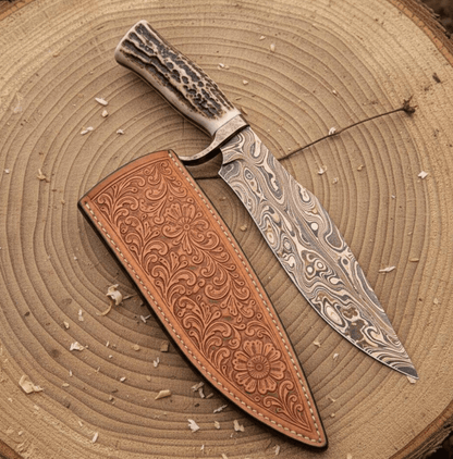 Buy Copper Damascus Hunting Bowie Knife