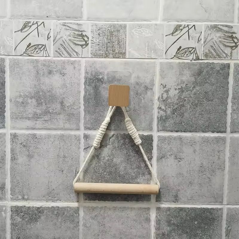 Wooden WallMounted Toilet Paper Holder Bathroom Tissue  Towel Rack Accessory 7