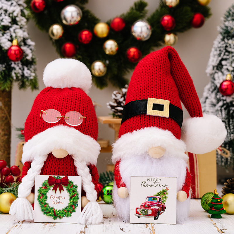 Christmas Decor New Red Cute Gnome Doll With Knitted Hat Faceless Dwarf Xmas Ornament For Boys And  1