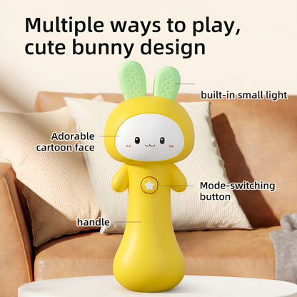 Multifunctional Rabbit Sand Hammer Toy Cartoon Music Bell Soothing Sound Light Toy 1