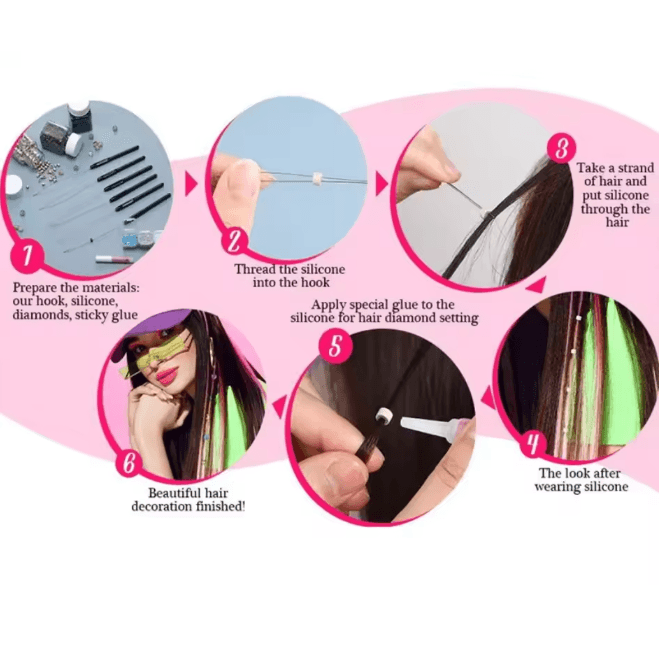 Hair Extensions Loop Needle Tool Set For Microlink Beads 2