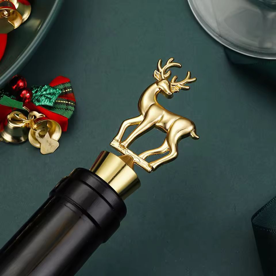 Festive Reindeer Wine Bottle Stopper  Elegant Christmas Wine Stopper For Parties  Gifts 2