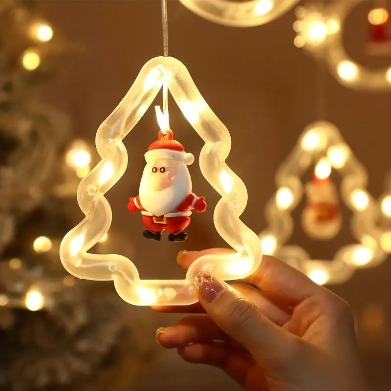 Window Decor for Indoor Christmas, Santa Claus LED Curtain Lights, Remote Control Lighting Modes