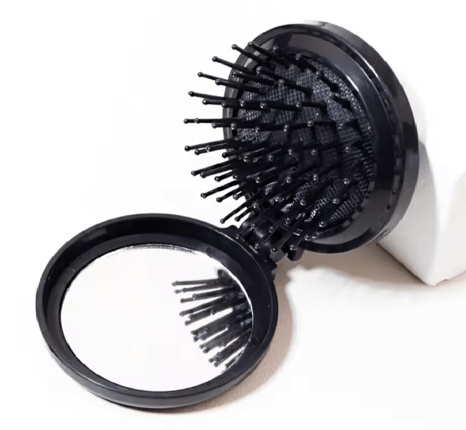 Mini Folding Hair Brush And Mirror For Travel Styling 3
