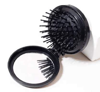 Mini Folding Hair Brush And Mirror For Travel Styling 3