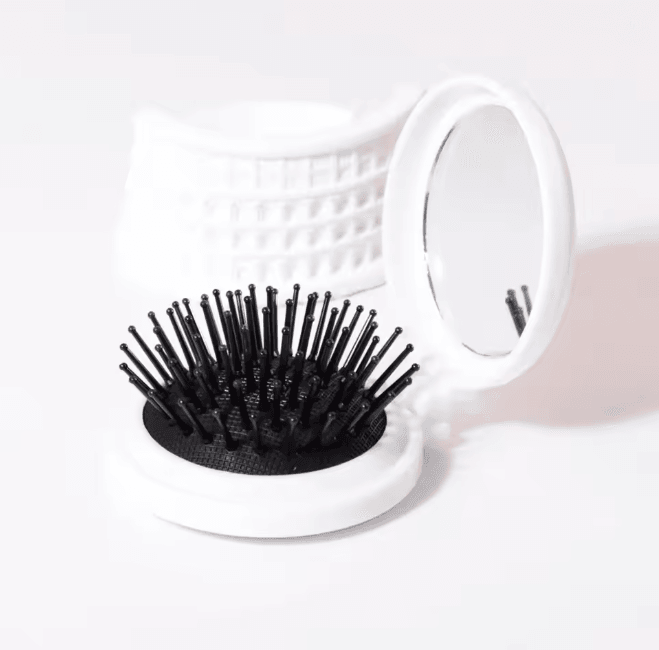 Mini Folding Hair Brush And Mirror For Travel Styling 4