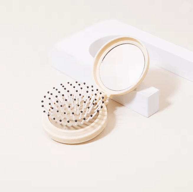 Mini Folding Hair Brush And Mirror For Travel Styling 7