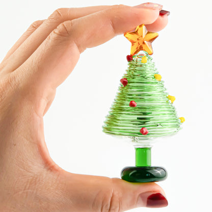 Fantasy Star Top Xmas Ornament, Hand-blown Glass Christmas Tree Figurine, Miniature Holiday Gift