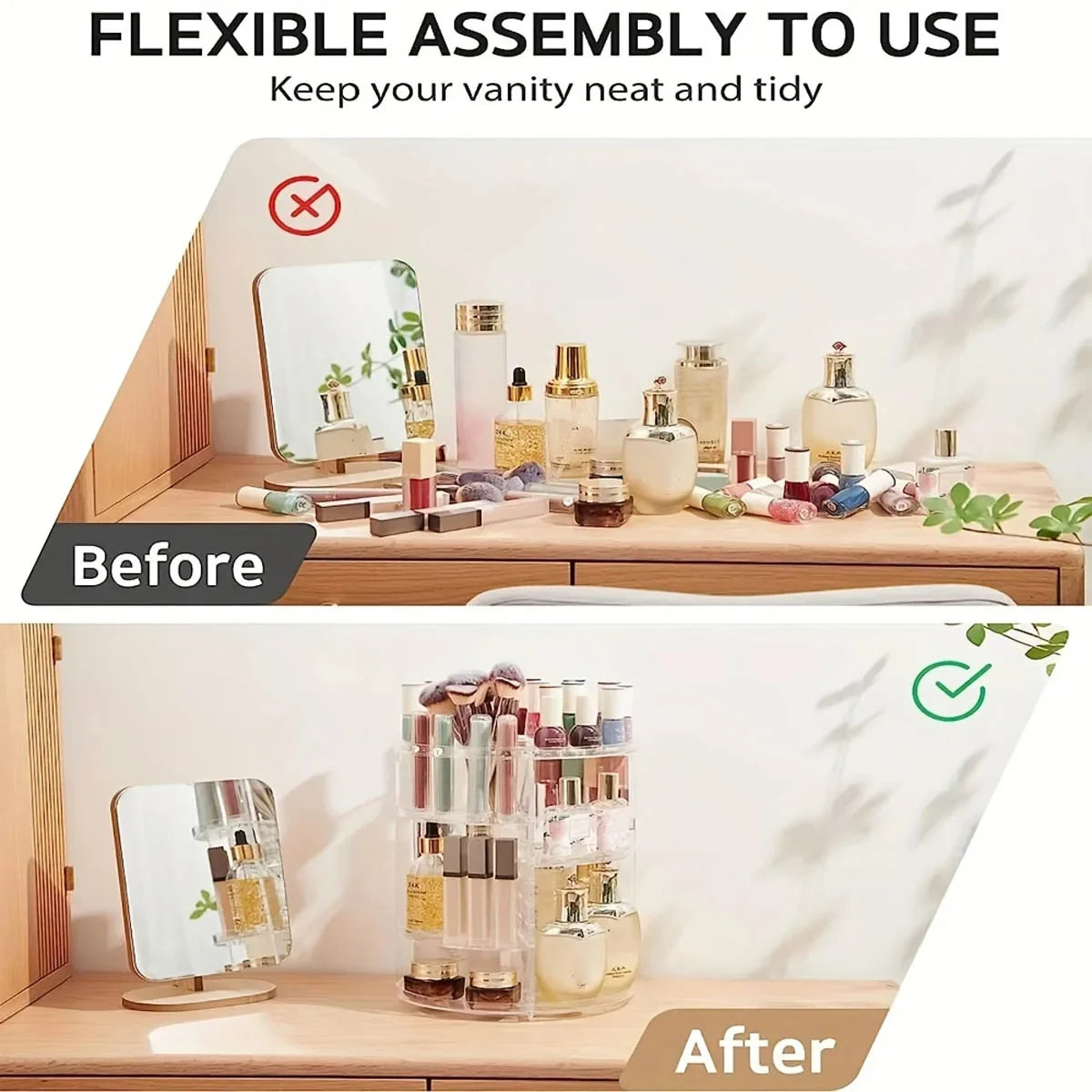 Spinning Countertop Holder Clear Makeup Organizer With Rotation Bathroom Cosmetics Storage 1