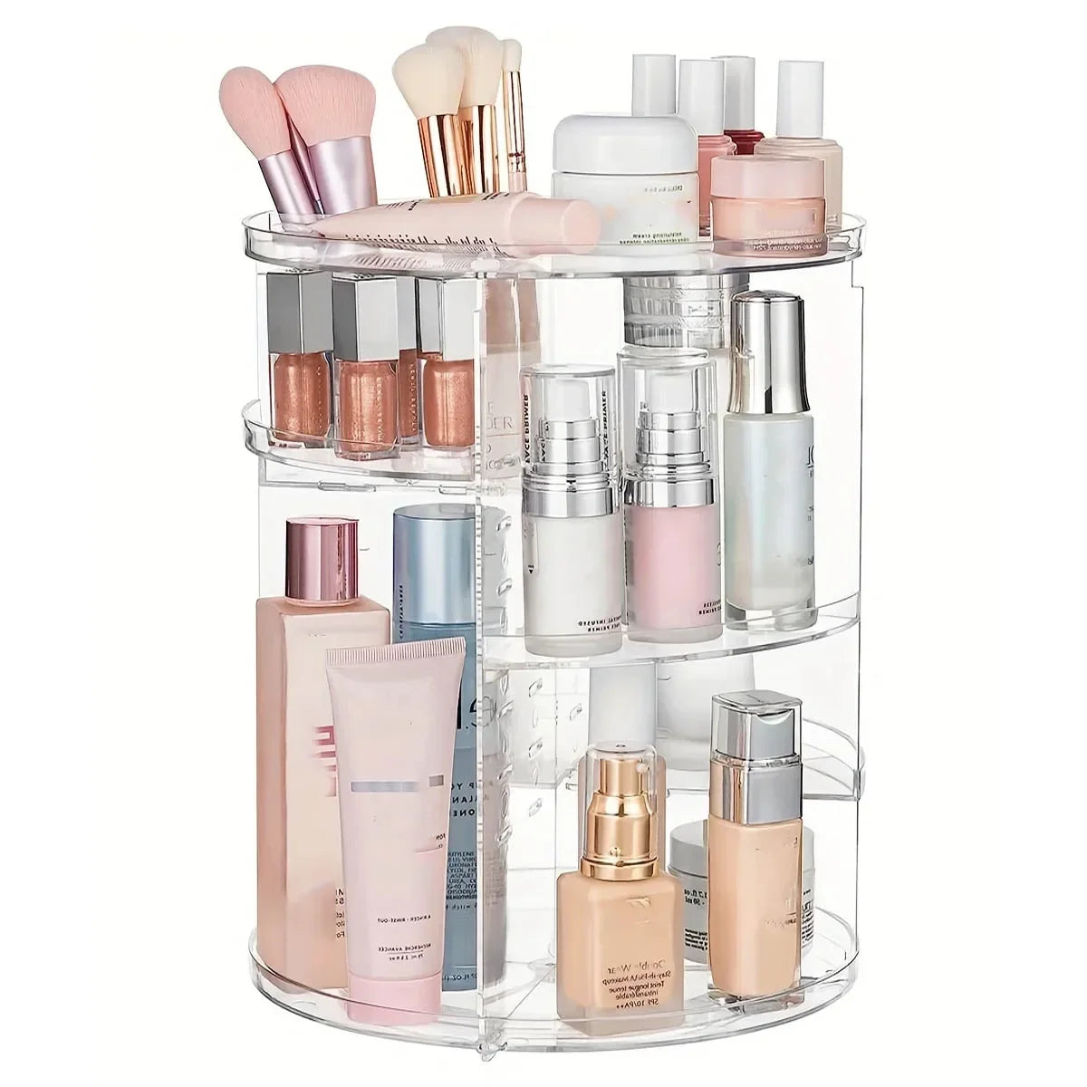Spinning Countertop Holder Clear Makeup Organizer With Rotation Bathroom Cosmetics Storage 5
