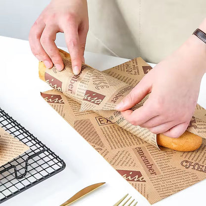 Premium 50-Pack Greaseproof Wax Paper Food Wrappers - Ideal for Sandwiches, Burgers & Fries