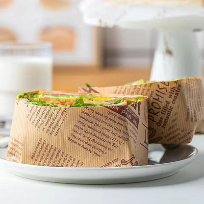Premium 50Pack Greaseproof Wax Paper Food Wrappers  Ideal For Sandwiches Burgers  Fries 1