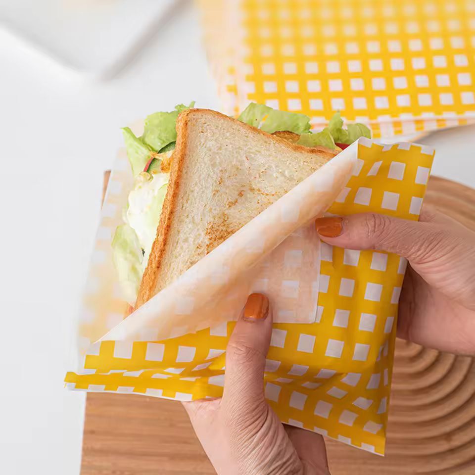 Premium 50Pack Greaseproof Wax Paper Food Wrappers  Ideal For Sandwiches Burgers  Fries 2