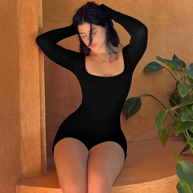 Summer Yoga Jumpsuit For Women Sexy LongSleeved UNeck Backless Design ButtLifting Tight Fit Tethere 3
