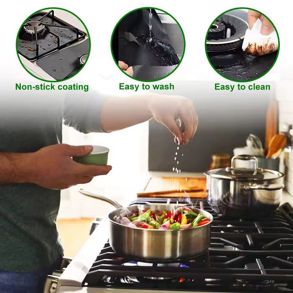 Premium 6Pack Gas Stove Burner Covers  Reusable NonStick Stove Liners 2