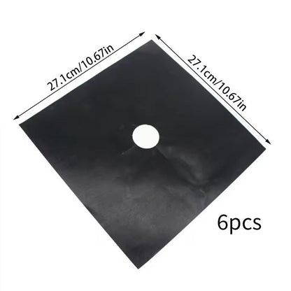 Premium 6Pack Gas Stove Burner Covers  Reusable NonStick Stove Liners 6