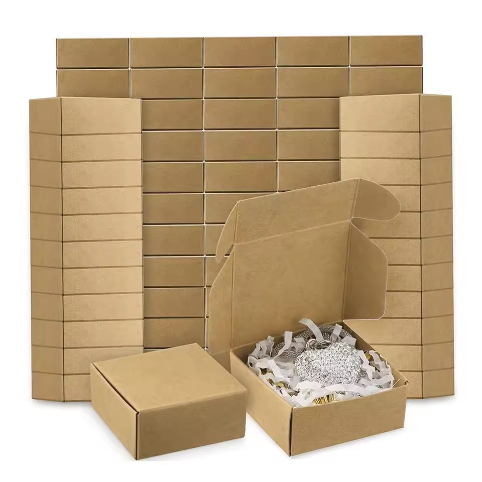 Small Kraft Paper Jewelry Gift Boxes 10-Pack Mini Cardboard Wrapping Boxes