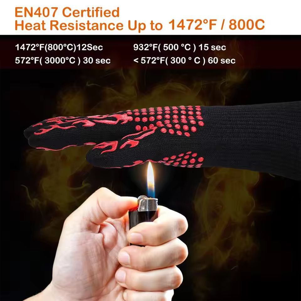 Ultimate HeatShield BBQ  Oven Gloves  Fireproof HighTemperature NonSlip Grill Mitts 3