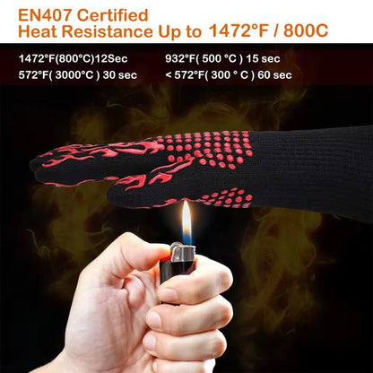 Ultimate HeatShield BBQ  Oven Gloves  Fireproof HighTemperature NonSlip Grill Mitts 3
