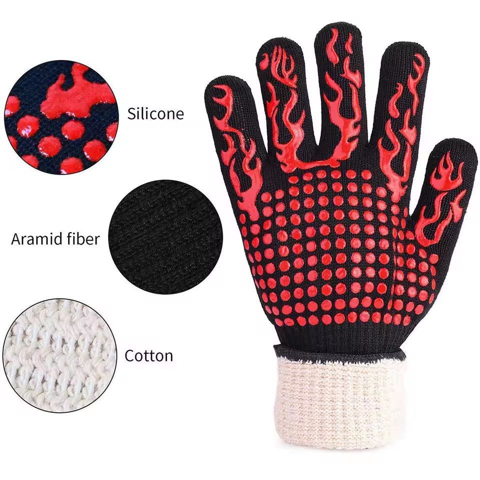 Ultimate HeatShield BBQ  Oven Gloves  Fireproof HighTemperature NonSlip Grill Mitts 4