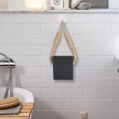 Hemp Rope  Wood WallMounted Tissue Holder  Rustic Bathroom Toilet Paper Rack  Storage Organizer 3
