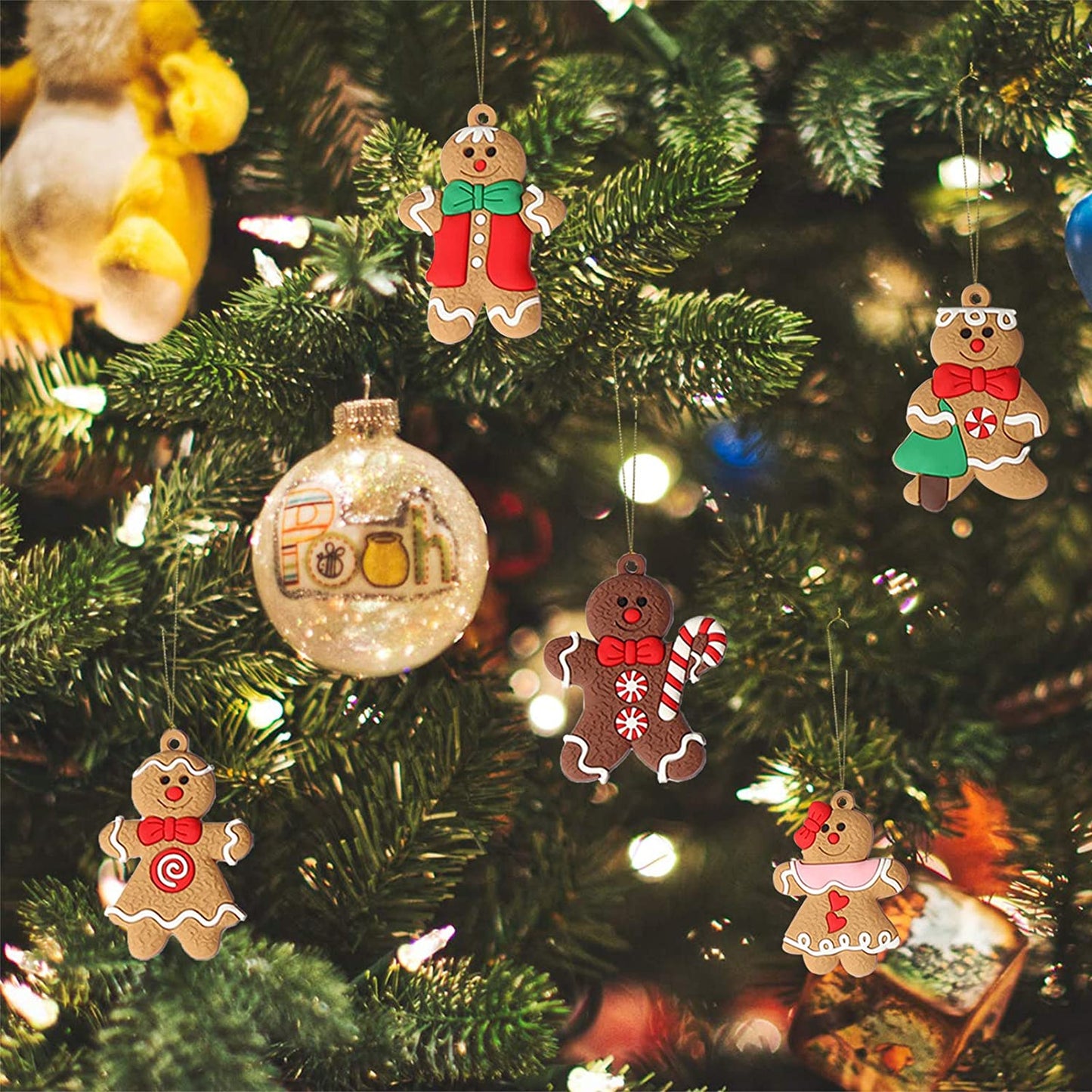 Christmas Tree Hanging Decorations, Gingerbread Man Ornaments, Assorted Plastic for Tree
