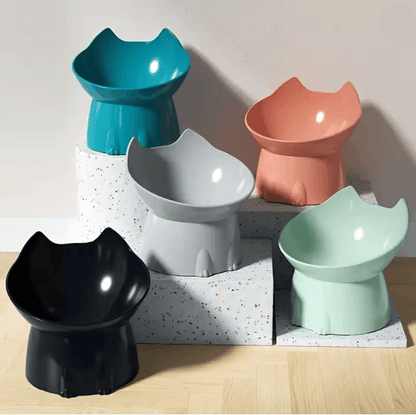 Elevated Cat Bowl with Tilted Anti Tip Design