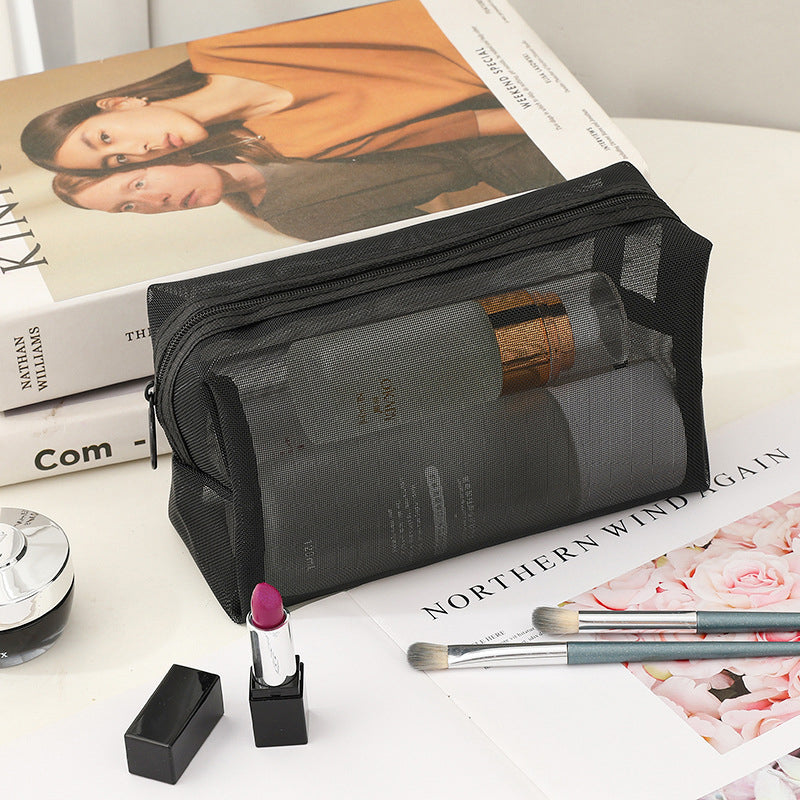 Simple, Waterproof Travel, Cosmetics Storage Bag For Women, Large-Capacity Mesh Zipper Bag