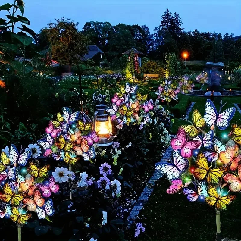 Outdoor Solar LED Butterfly Flower Light Waterproof Butterfly Lawn Lamp Garden Christmas Decor For  1