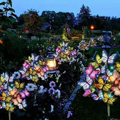 Outdoor Solar LED Butterfly Flower Light Waterproof Butterfly Lawn Lamp Garden Christmas Decor For  1