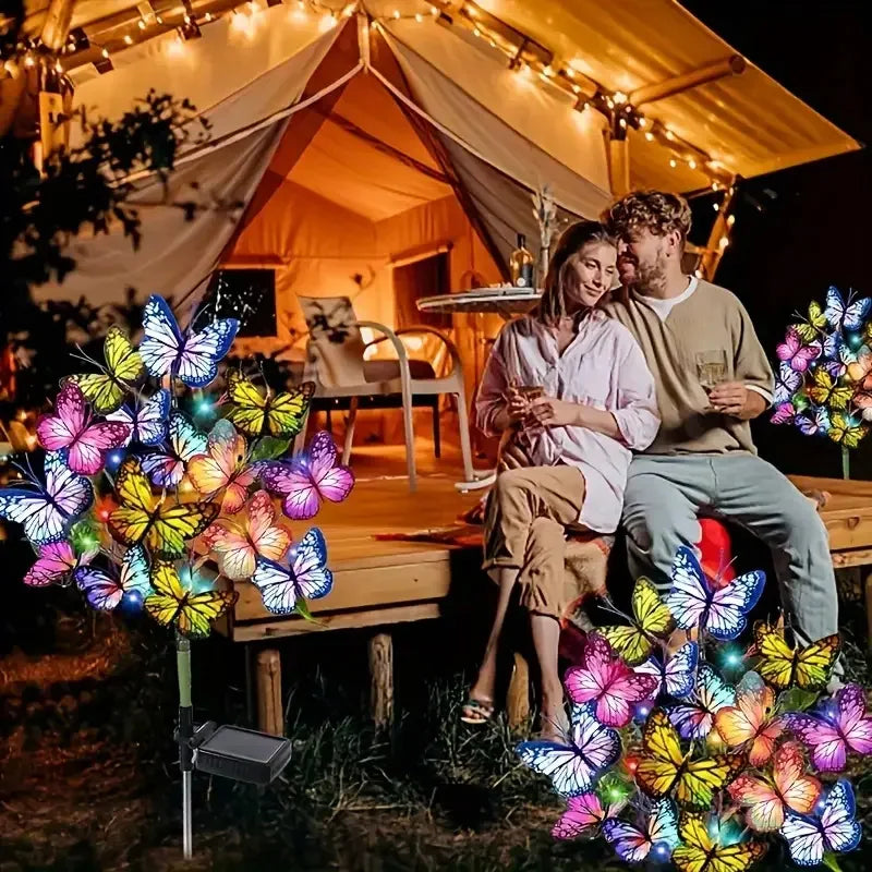 Outdoor Solar LED Butterfly Flower Light Waterproof Butterfly Lawn Lamp Garden Christmas Decor For  4