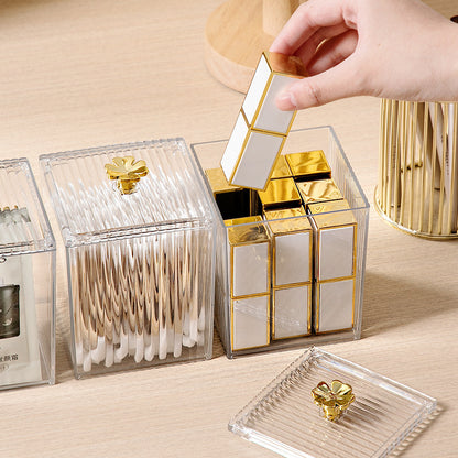 Transparent Acrylic Storage Box, Cotton Swab Container, Dust-Proof Makeup Removal Box