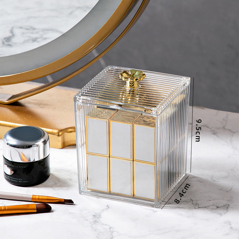 Transparent Acrylic Storage Box, Cotton Swab Container, Dust-Proof Makeup Removal Box