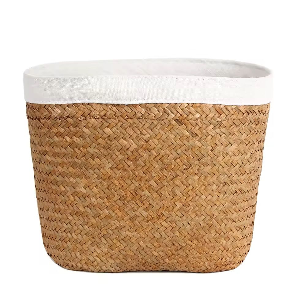HandWoven Seagrass Storage Basket  Natural Wicker Basket For Laundry Plants  Home Decor 4