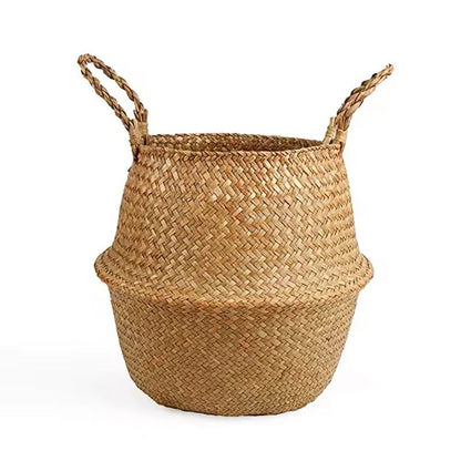 HandWoven Seagrass Storage Basket  Natural Wicker Basket For Laundry Plants  Home Decor 7