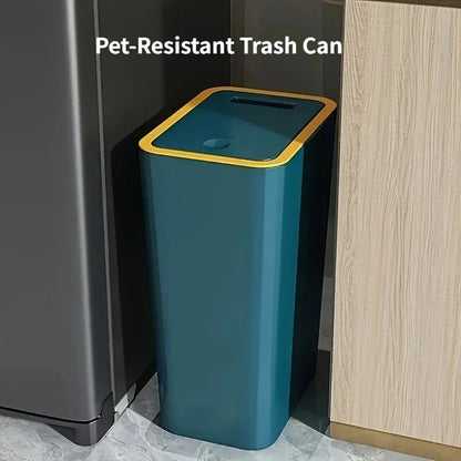 Durable Plastic Bin, Space-Saving Pet-Resistant Trash Can Odor-Proof for Bathroom Kitchen Use