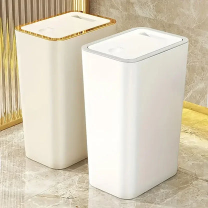 Durable Plastic Bin SpaceSaving PetResistant Trash Can OdorProof For Bathroom Kitchen Use 1