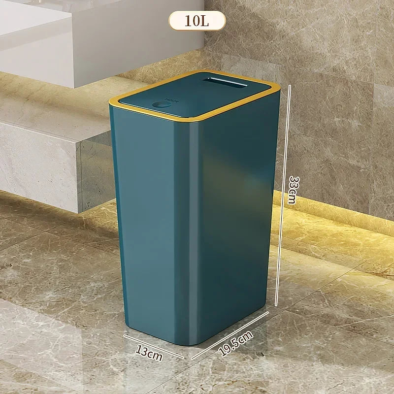 Durable Plastic Bin SpaceSaving PetResistant Trash Can OdorProof For Bathroom Kitchen Use 5