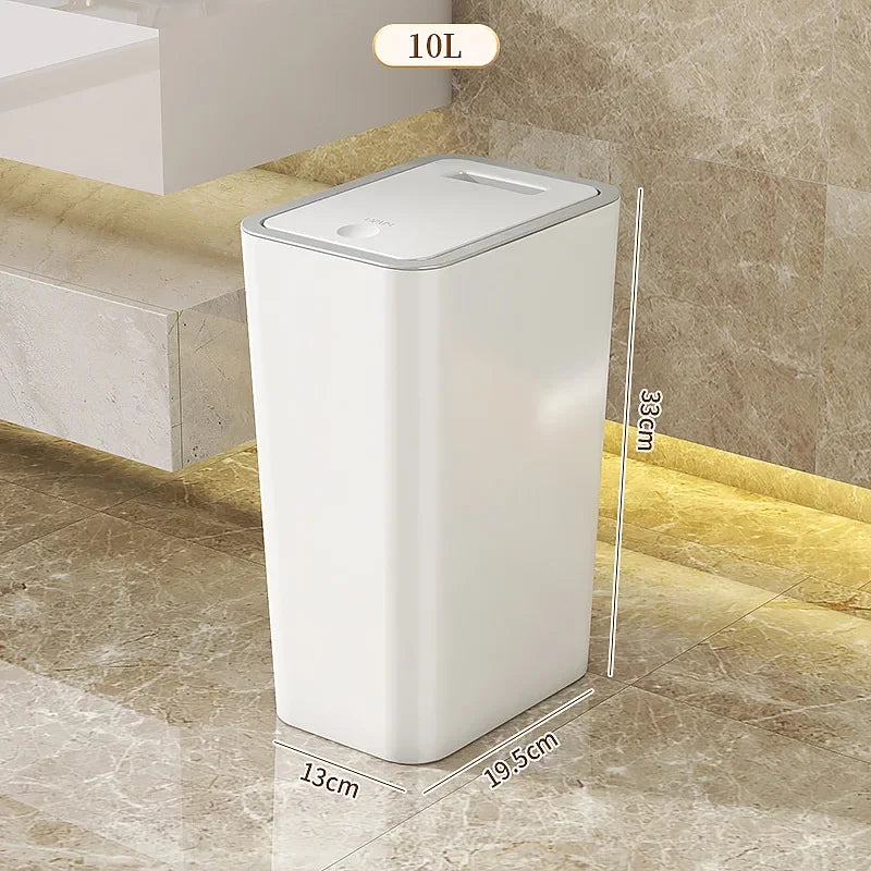 Durable Plastic Bin SpaceSaving PetResistant Trash Can OdorProof For Bathroom Kitchen Use 6