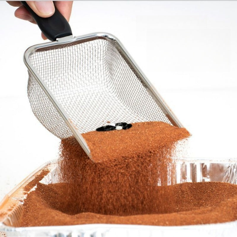 Cat Litter Shovel with Plastic Handle, Small Hole Large Artifact with Leaking Spoon, Stainless Steel Shovel