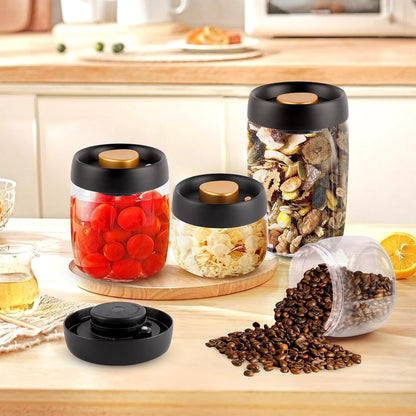 Coffee Beans Vacuum Sealed Tank, Transparent Glass Food Storage Jars, Moisture-proof Airtight Container