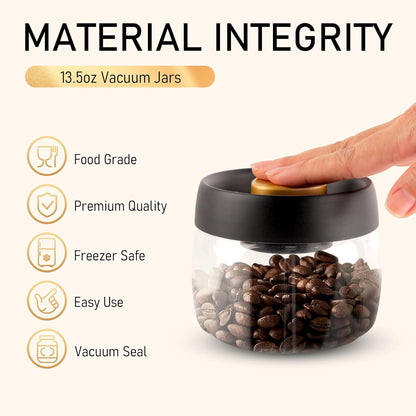 Coffee Beans Vacuum Sealed Tank, Transparent Glass Food Storage Jars, Moisture-proof Airtight Container