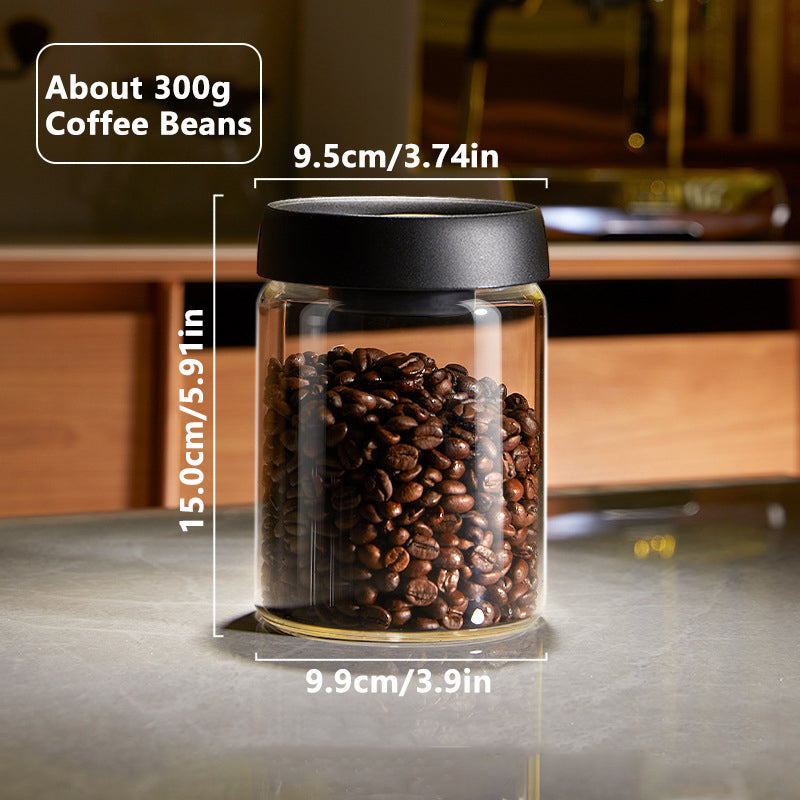 Coffee Beans Vacuum Sealed Tank, Transparent Glass Food Storage Jars, Moisture-proof Airtight Container