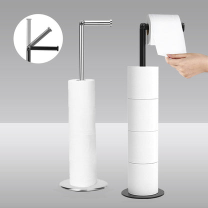 Stainless Steel Bathroom Toilet Paper Holder, Free Standing Tissue Roll Holder, Rustproof Paper Stand for Bathroom