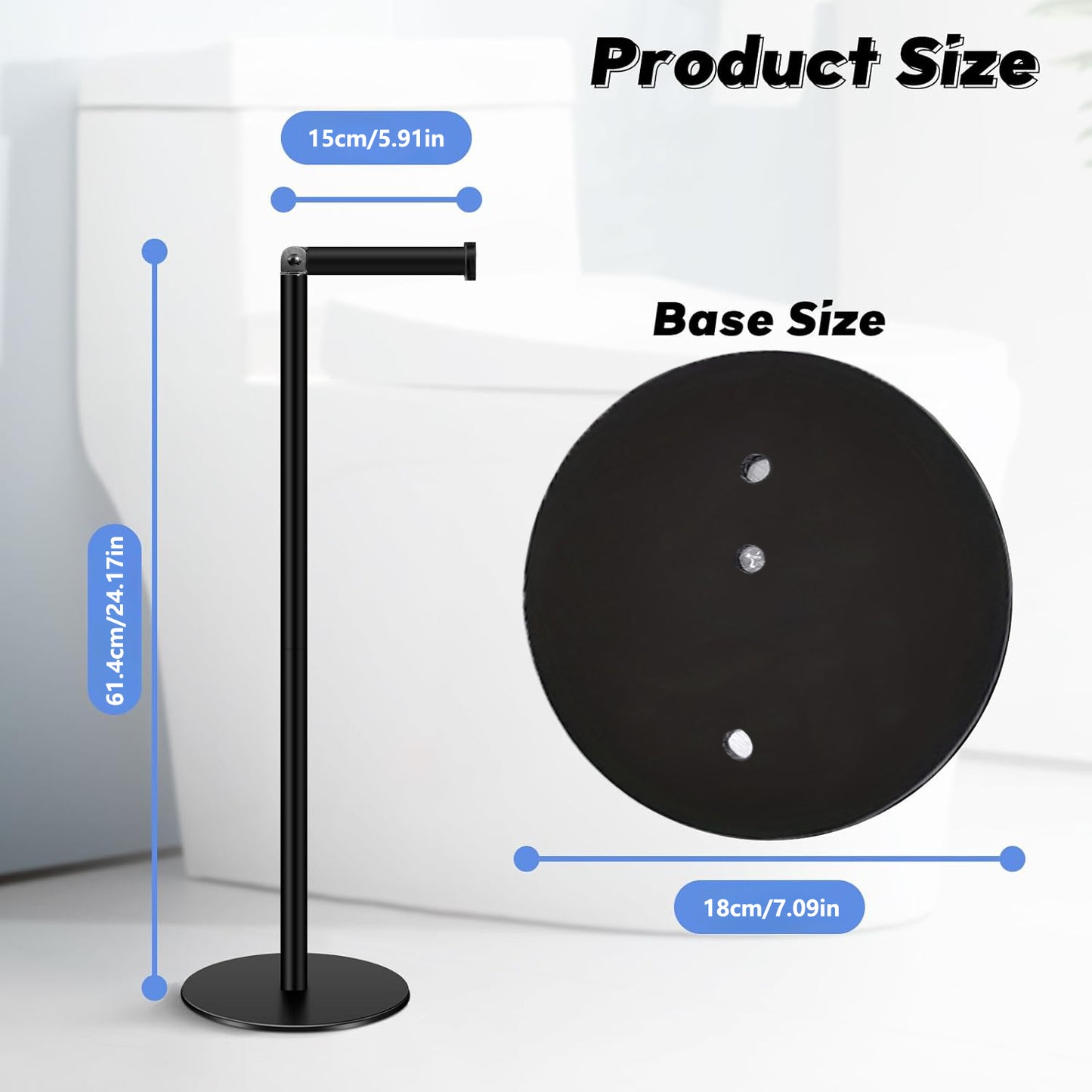 Stainless Steel Bathroom Toilet Paper Holder, Free Standing Tissue Roll Holder, Rustproof Paper Stand for Bathroom