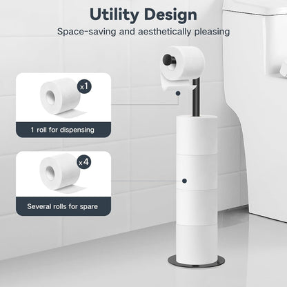 Stainless Steel Bathroom Toilet Paper Holder, Free Standing Tissue Roll Holder, Rustproof Paper Stand for Bathroom