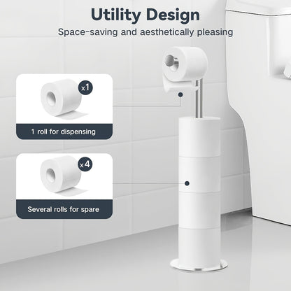 Stainless Steel Bathroom Toilet Paper Holder, Free Standing Tissue Roll Holder, Rustproof Paper Stand for Bathroom