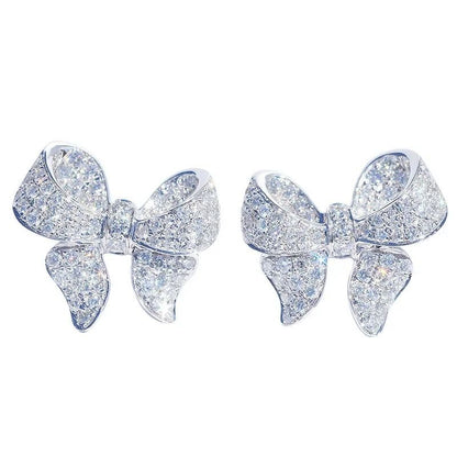 Bowknot Crystal Zircon Stud Earrings For Women 1