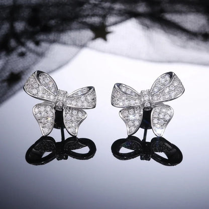 Bowknot Crystal Zircon Stud Earrings For Women 3