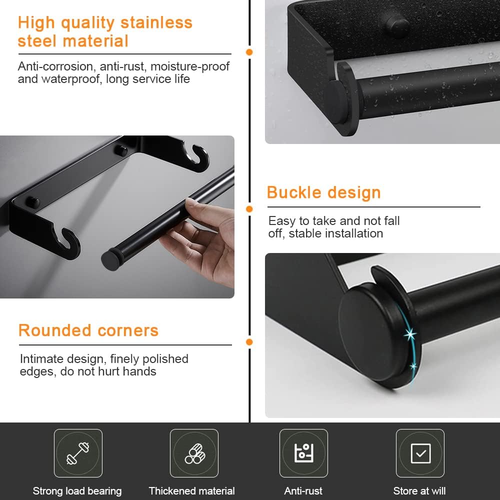 Kitchen Paper Towel Holder Wall Mount Tissue Hanger Toilet Roll Dispenser Cabinet Storage Napkin Ra 3